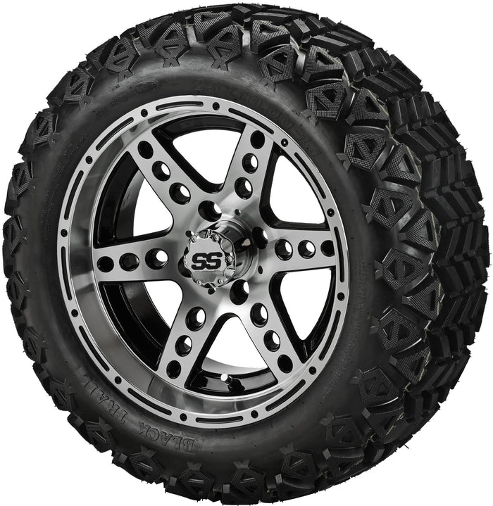 LSI 14' Chaos Black & Machined Wheel and Lifted Tire Combo