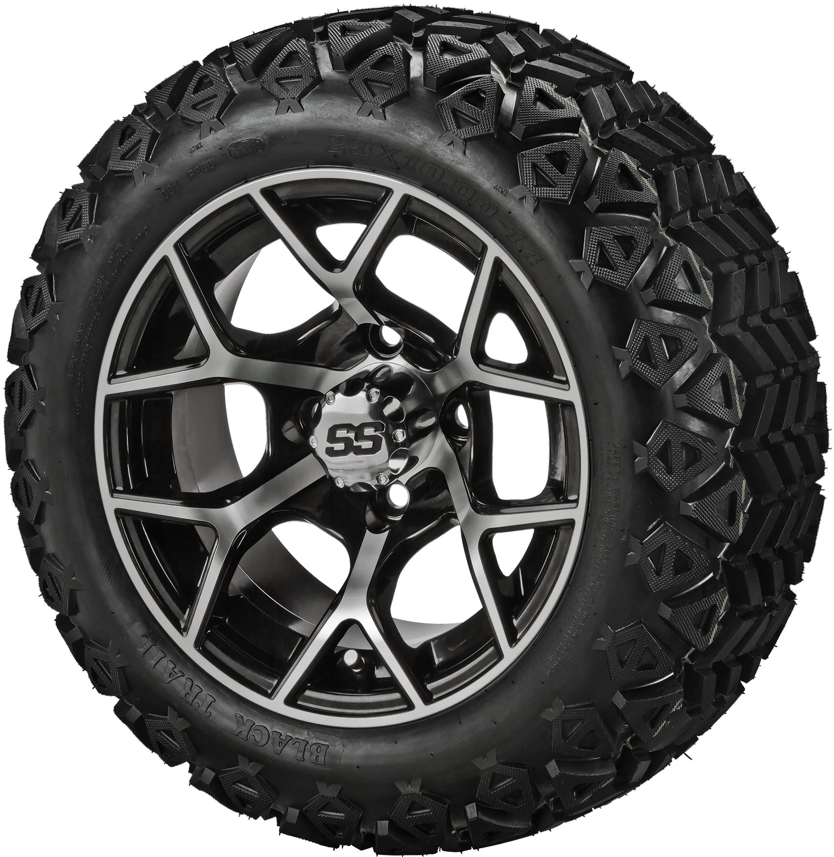 LSI 14' Ninja Black & Machined Wheel and Lifted Tire Combo – GolfCartPartz