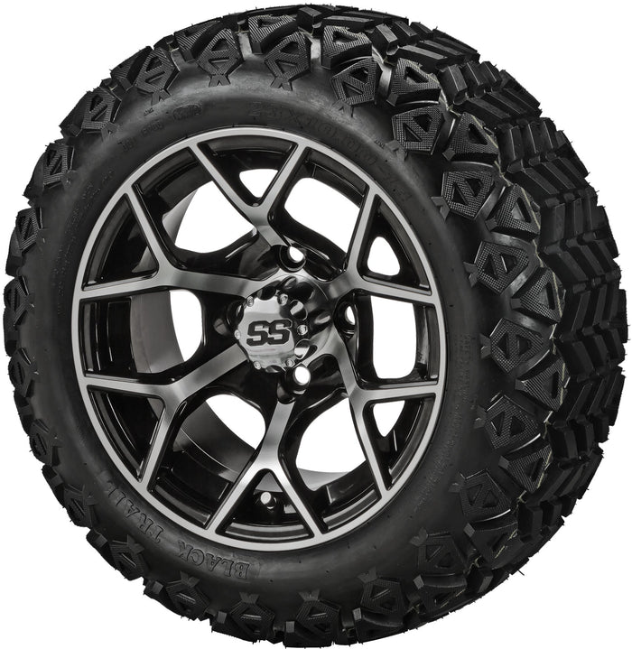 LSI 14' Ninja Black & Machined Wheel and Lifted Tire Combo