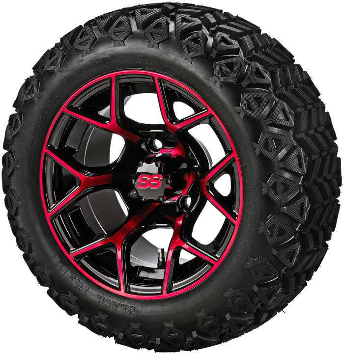 LSI 14' Ninja Black & Red Wheel and Lifted Tire Combo