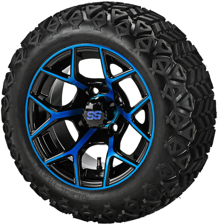 LSI 14' Ninja Black & Blue Wheel and Lifted Tire Combo