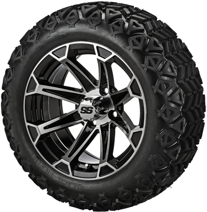 LSI 14' Viking Black & Machined Wheel and Lifted Tire Combo