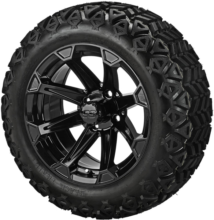 LSI 14' Viking Gloss Black Wheel and Lifted Tire Combo