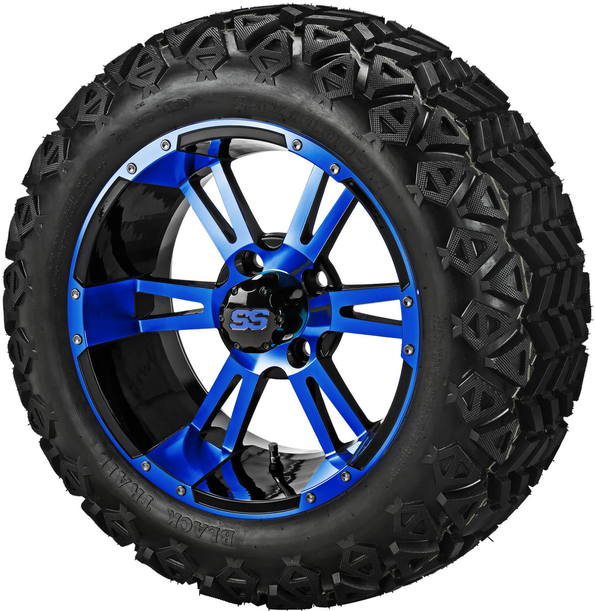 LSI 14' Raptor Black & Blue Wheel and Lifted Tire Combo – GolfCartPartz