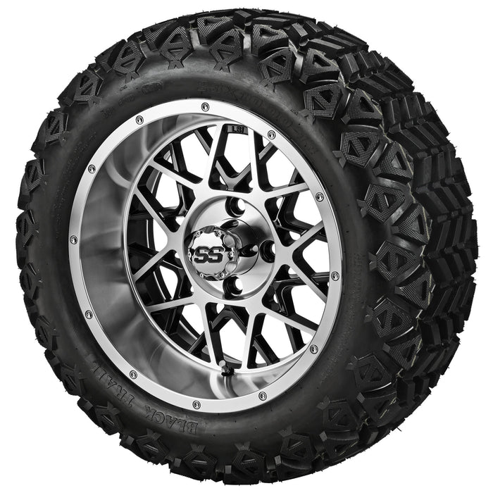 LSI 14' Black Widow Black & Machined Wheel and Lifted Tire Combo