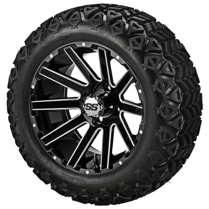 LSI 14' Venom Black & Machined Wheel and Lifted Tire Combo