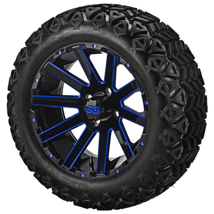 LSI 14' Venom Black & Blue Wheel and Lifted Tire Combo
