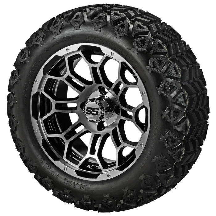 LSI 14' Hercules Black & Machined Wheel and Lifted Tire Combo