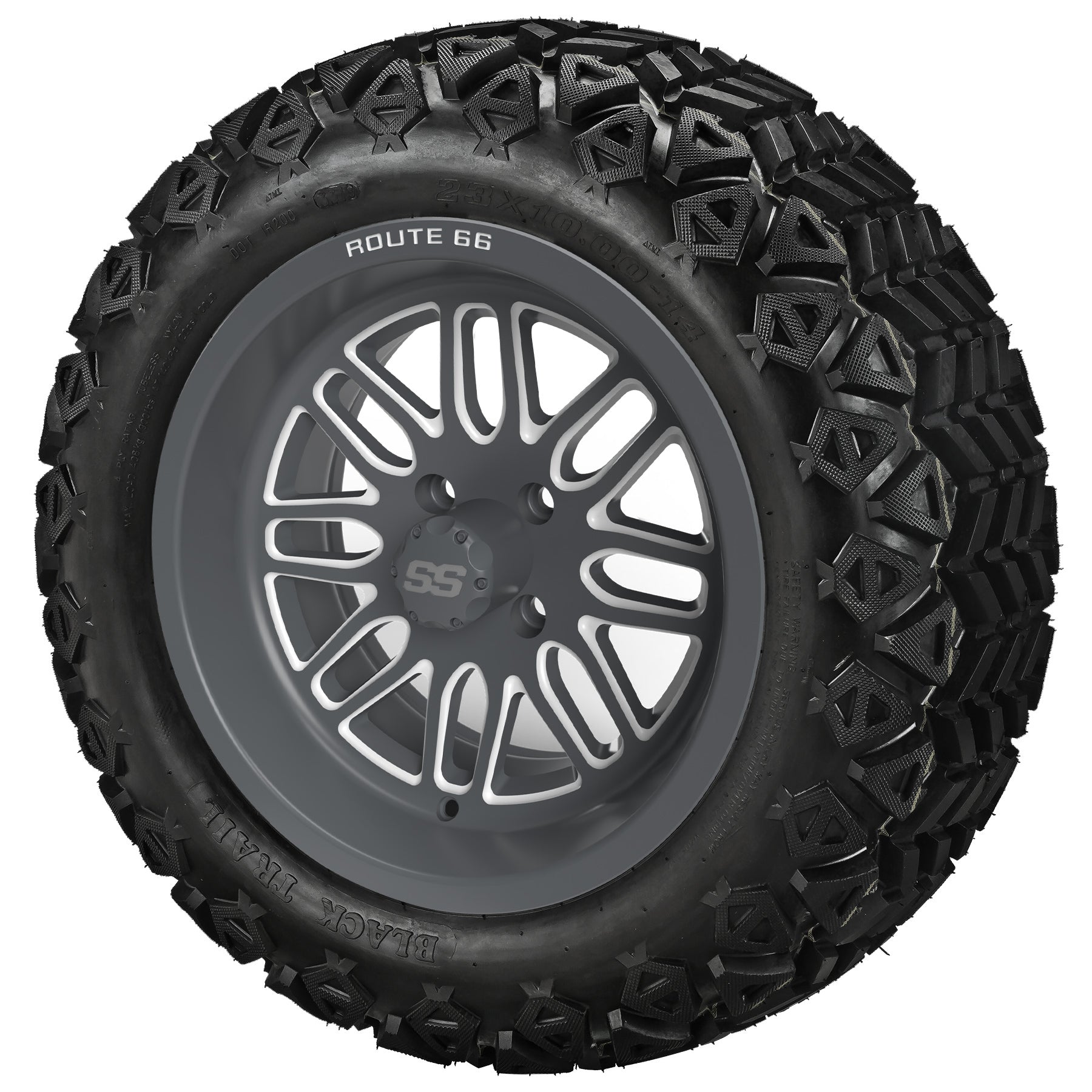 LSI 14' Sinister Gun Metal Gray & Machined Wheel and Lifted Tire Combo