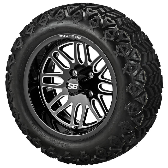LSI 14' Sinister Black & Machined Wheel and Lifted Tire Combo