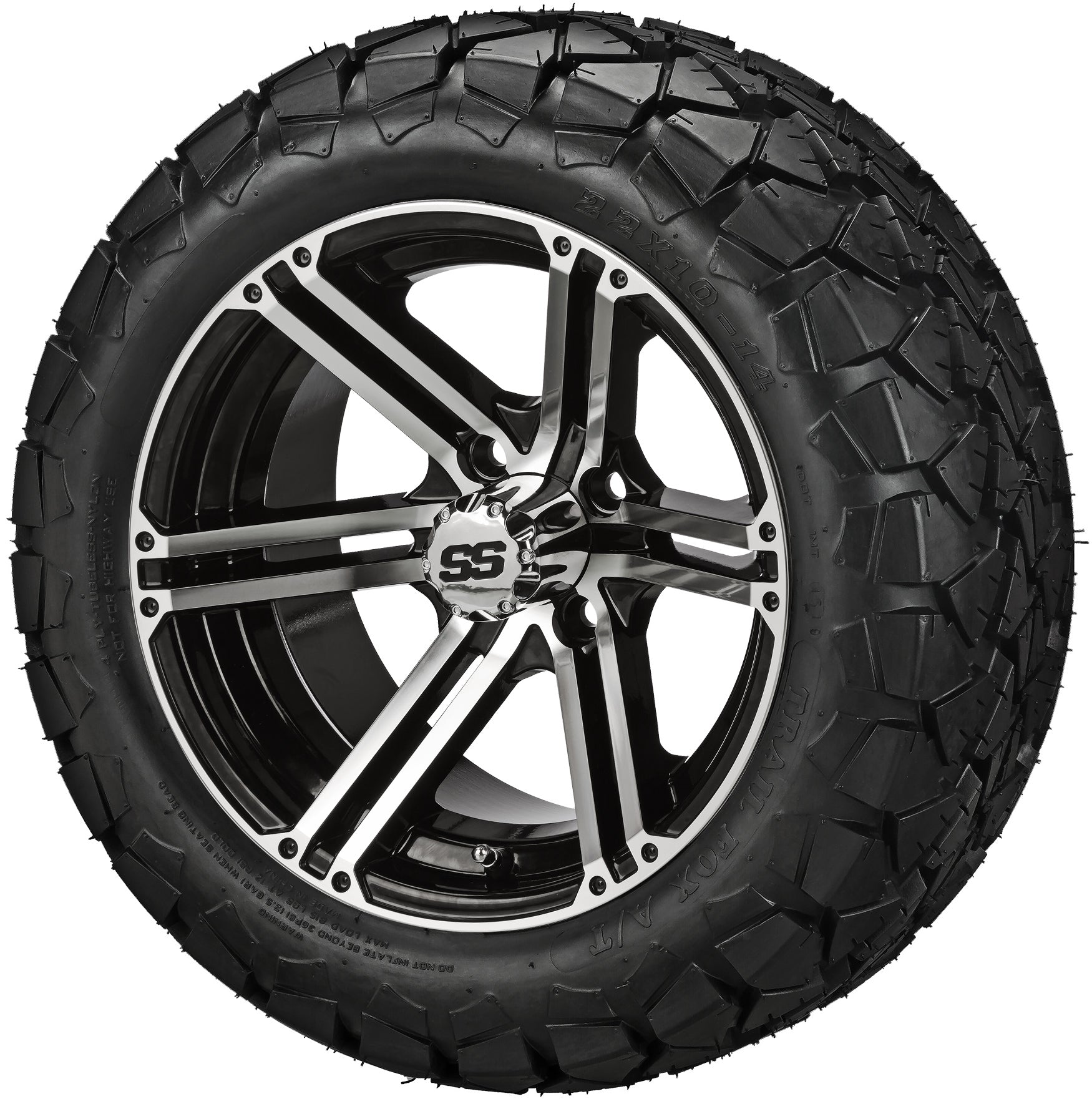LSI 14' Yukon Black & Machined Wheel and Lifted Tire Combo