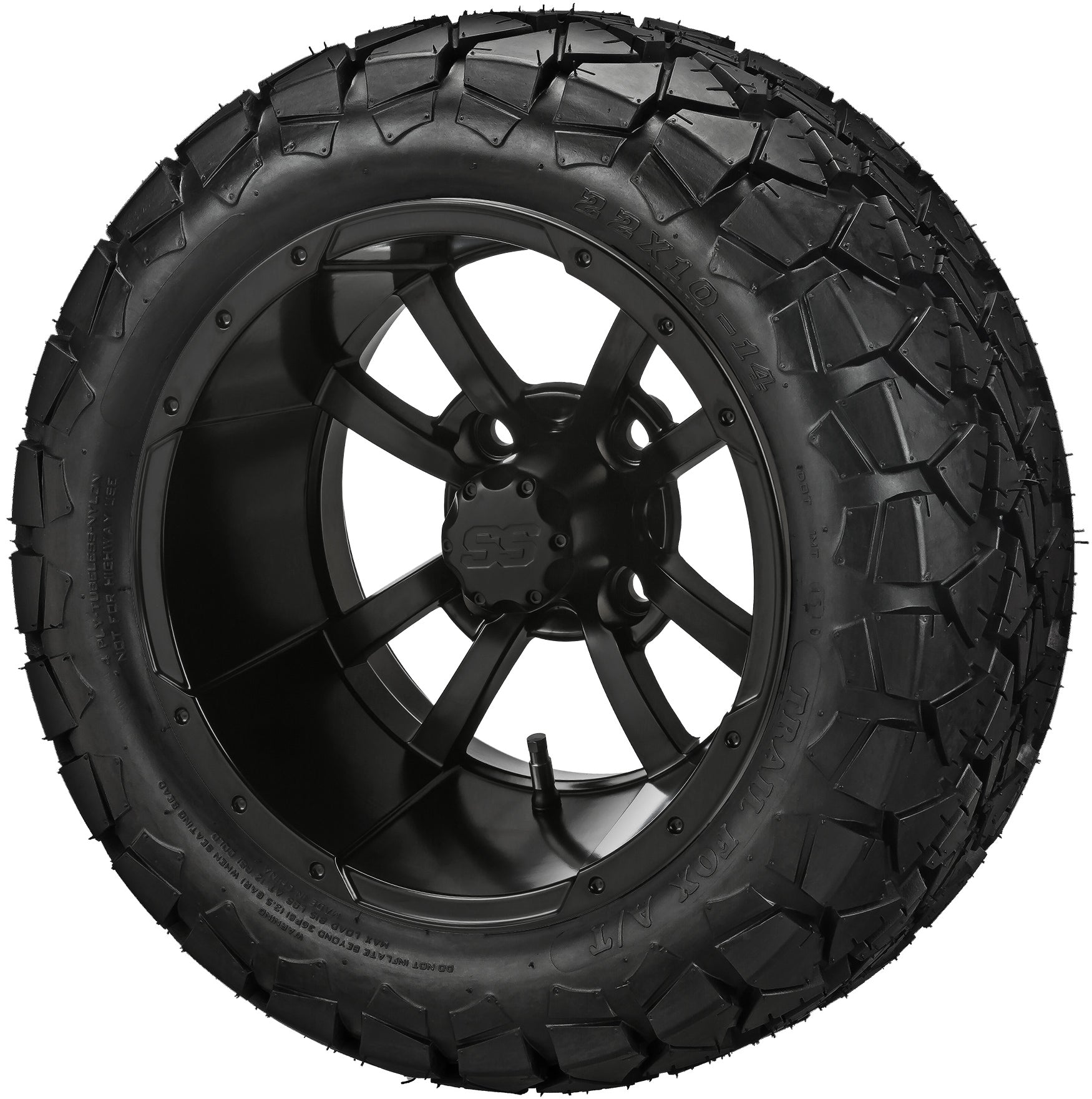 LSI 14' Maltese Cross Matte Black Wheel and Lifted Tire Combo