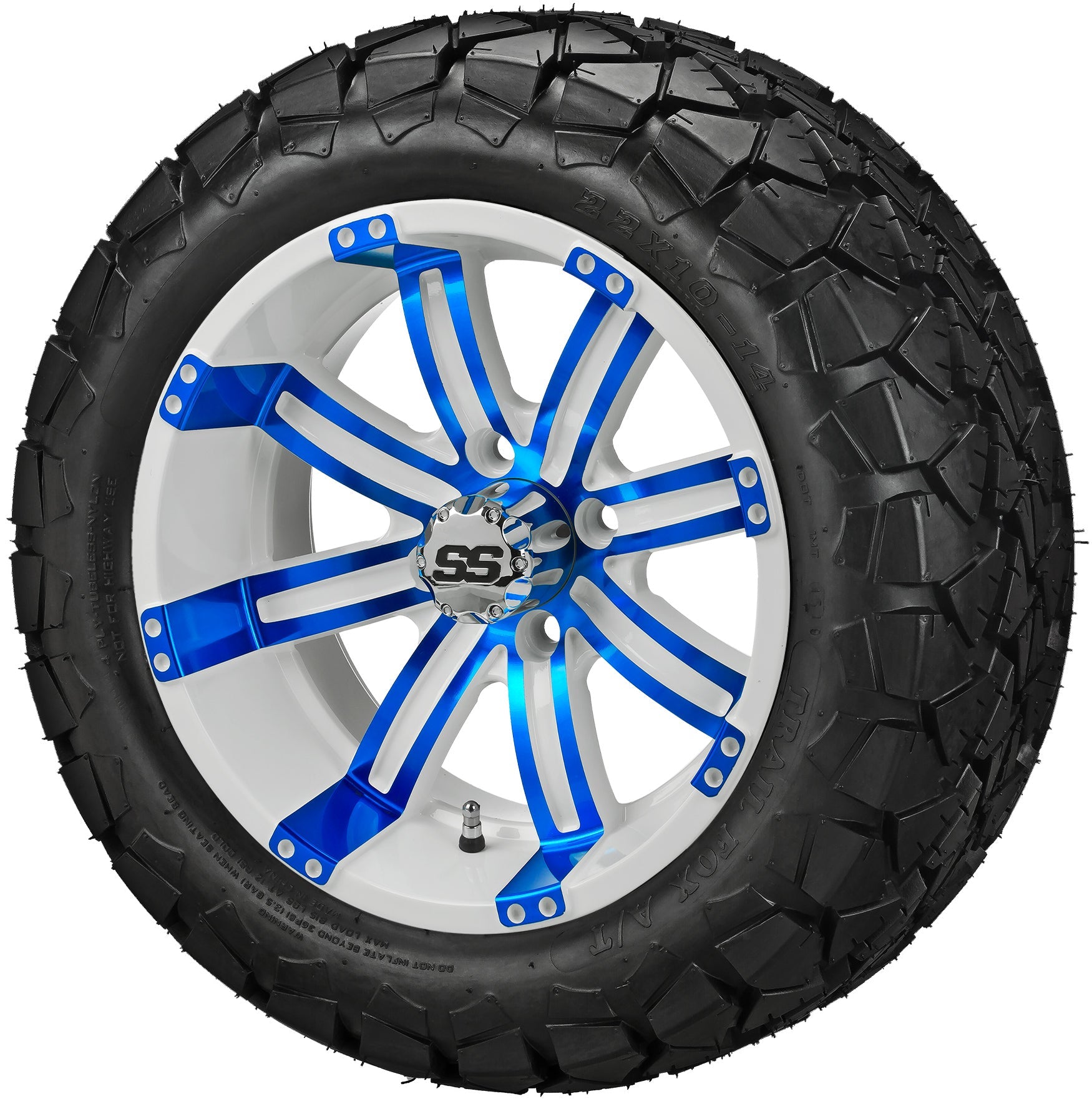 LSI 14' Casino White & Blue Wheel and Lifted Tire Combo