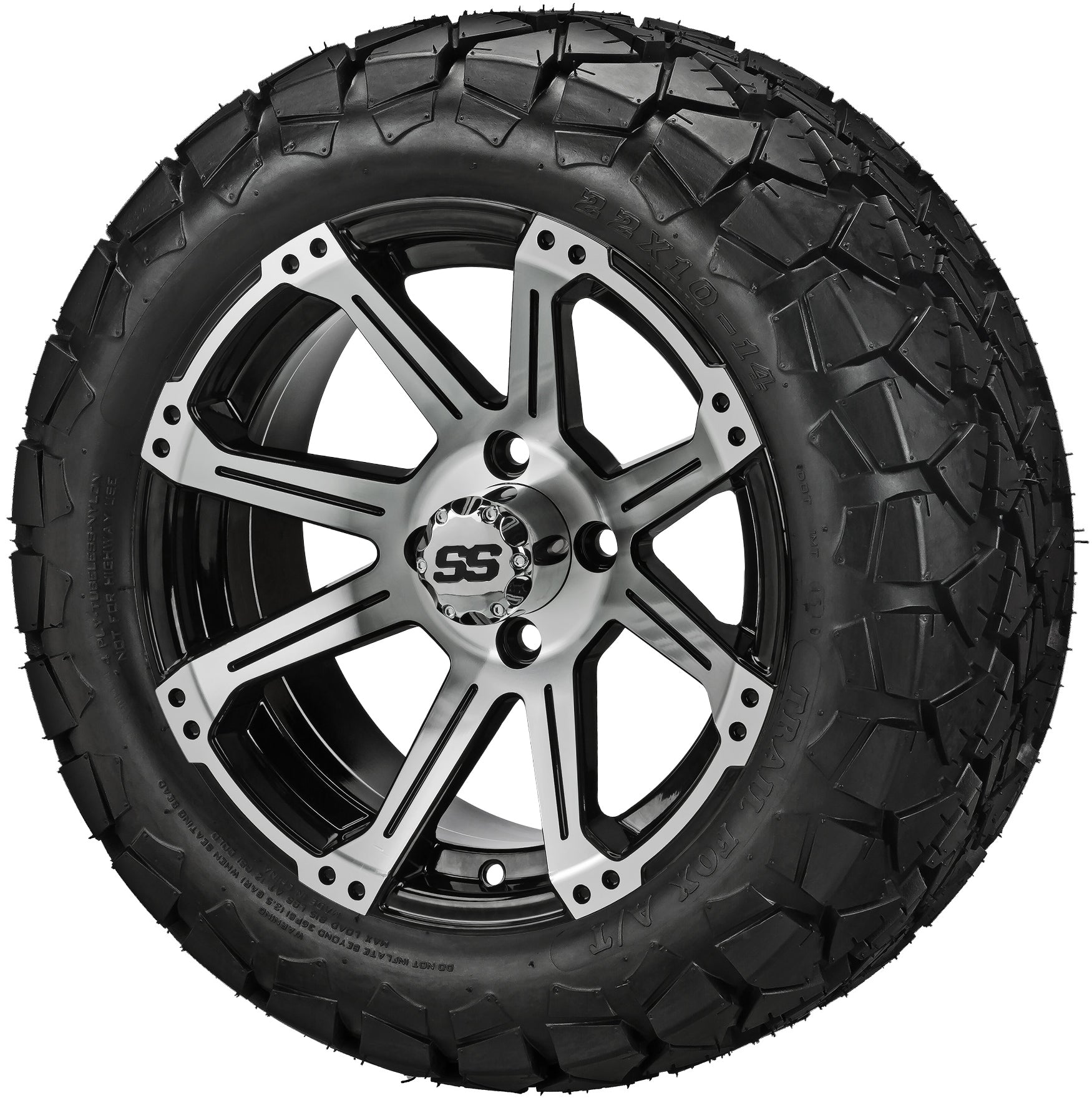 LSI 14' Rampage Black & Machined Wheel and Lifted Tire Combo