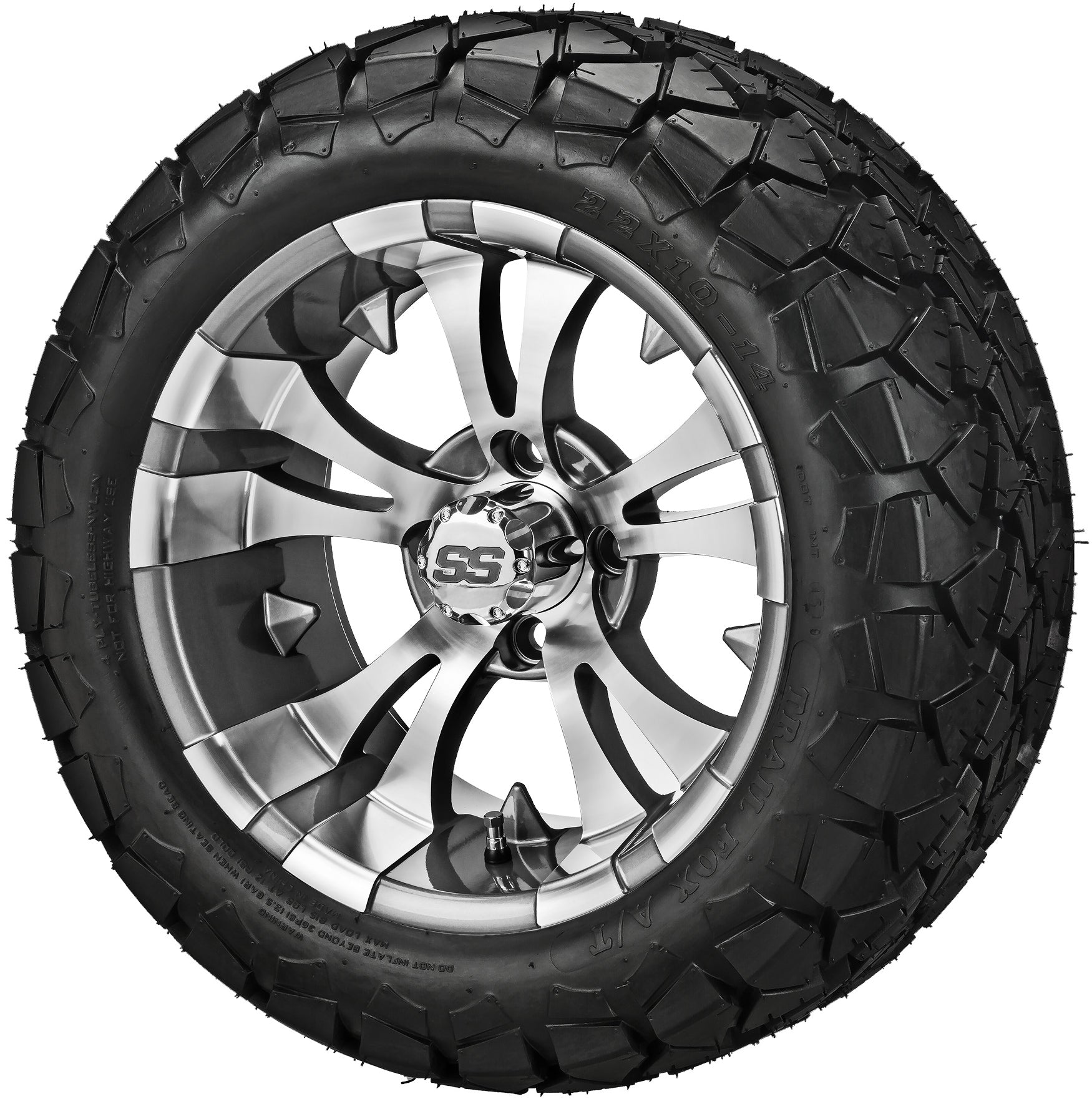 LSI 14' Warlock Gun Metal Gray & Machined Wheel and Lifted Tire Combo