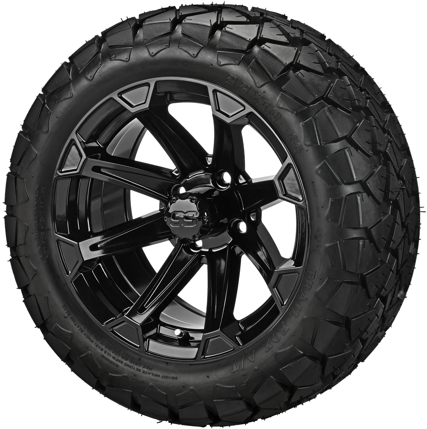 LSI 14' Viking Gloss Black Wheel and Lifted Tire Combo
