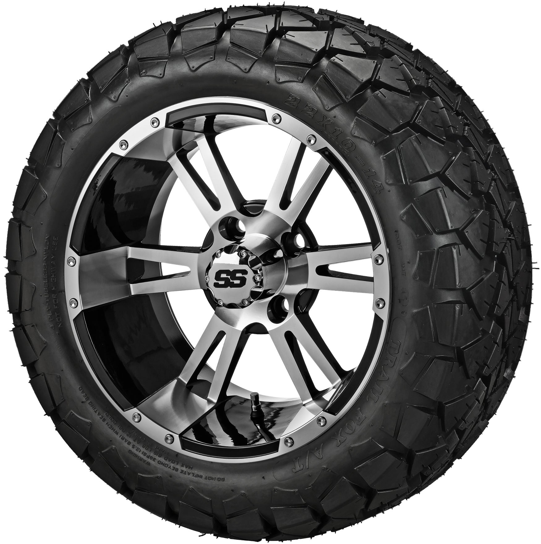 LSI 14' Raptor Black & Machined Wheel and Lifted Tire Combo