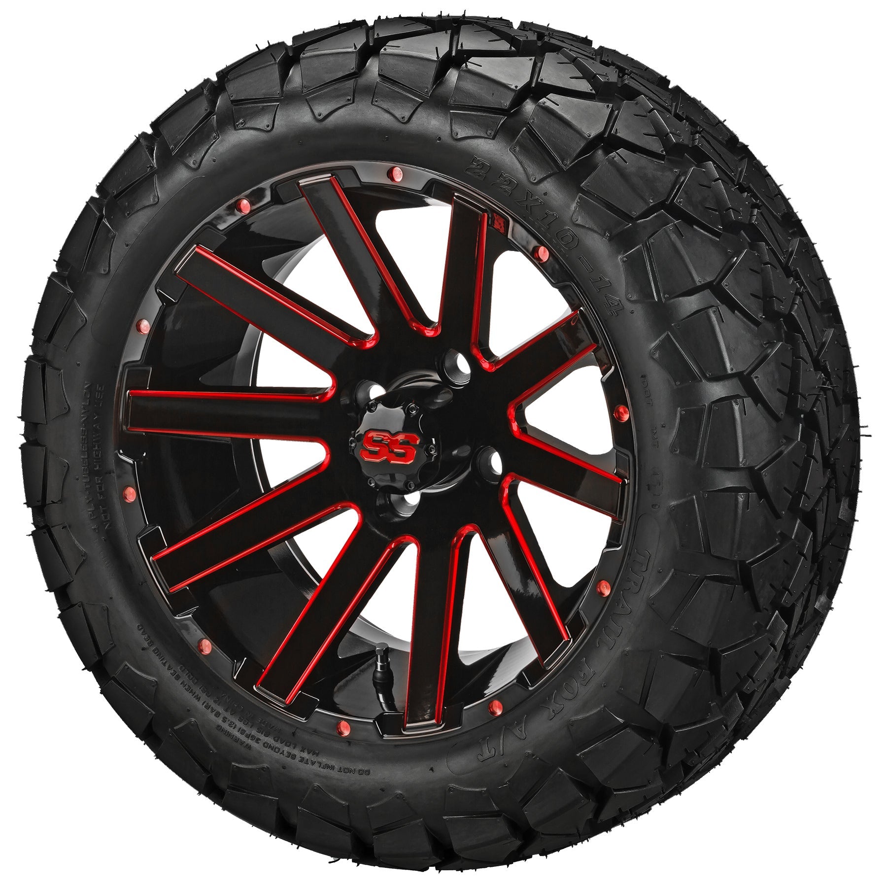 LSI 14' Venom Black & Red Wheel and Lifted Tire Combo