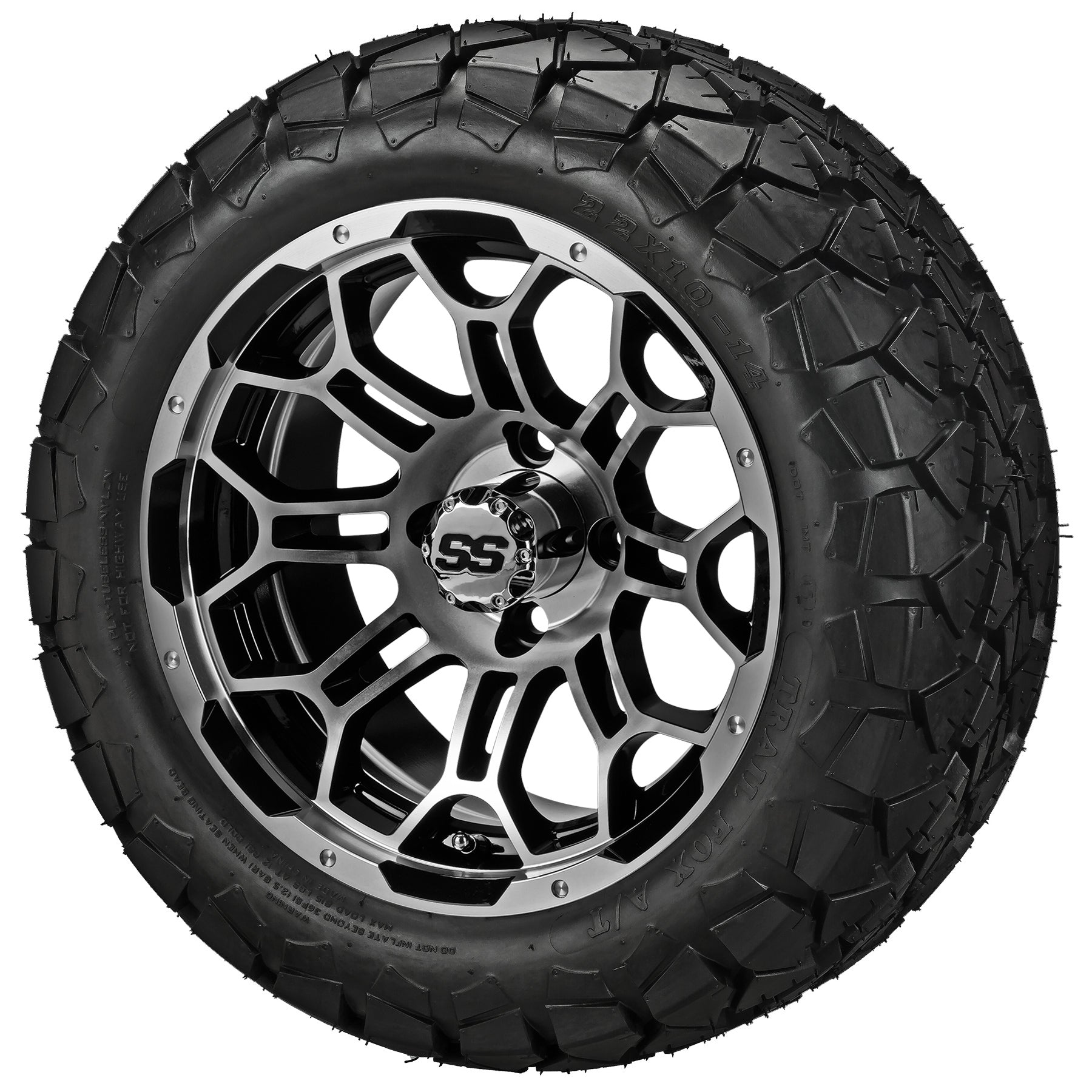 LSI 14' Hercules Black & Machined Wheel and Lifted Tire Combo