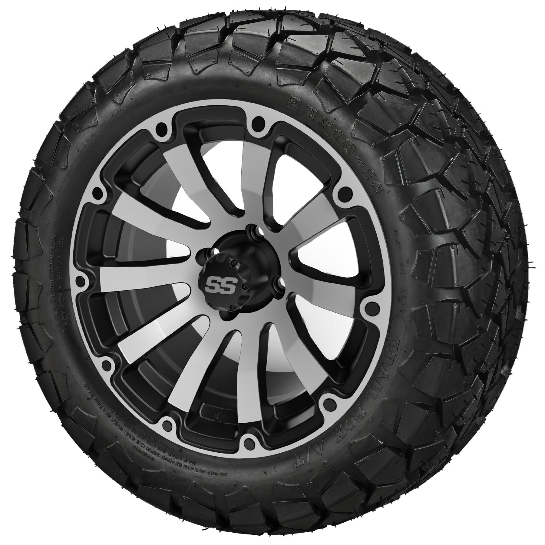 LSI 14' Beast Black & Machined Wheel and Lifted Tire Combo