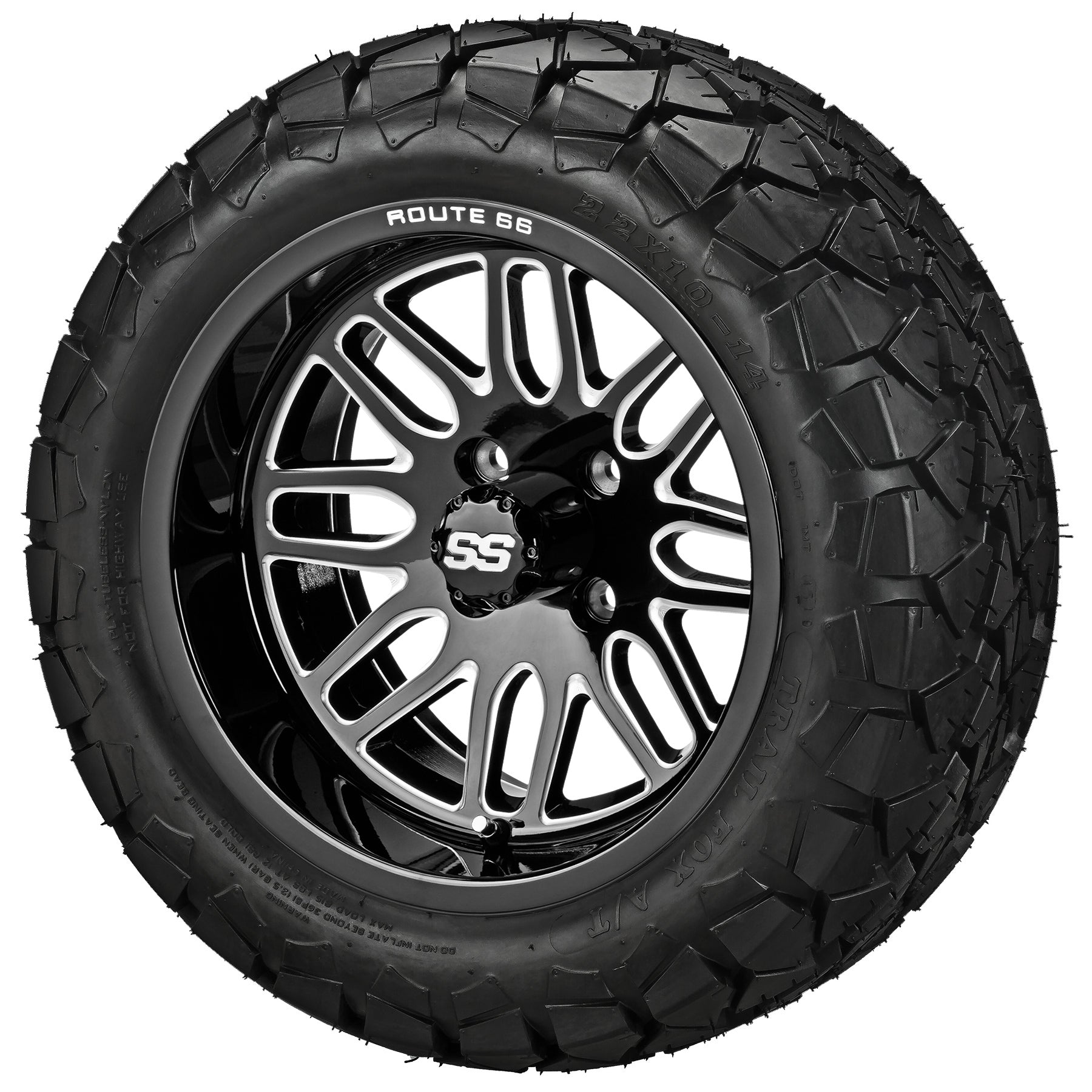 LSI 14' Sinister Black & Machined Wheel and Lifted Tire Combo