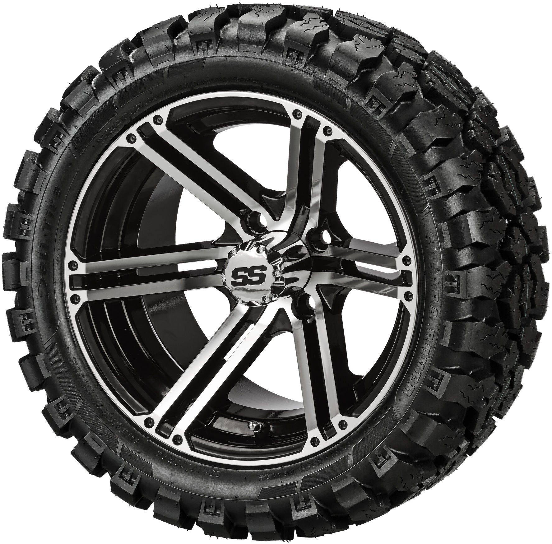LSI 14' Yukon Black & Machined Wheel and Lifted Tire Combo