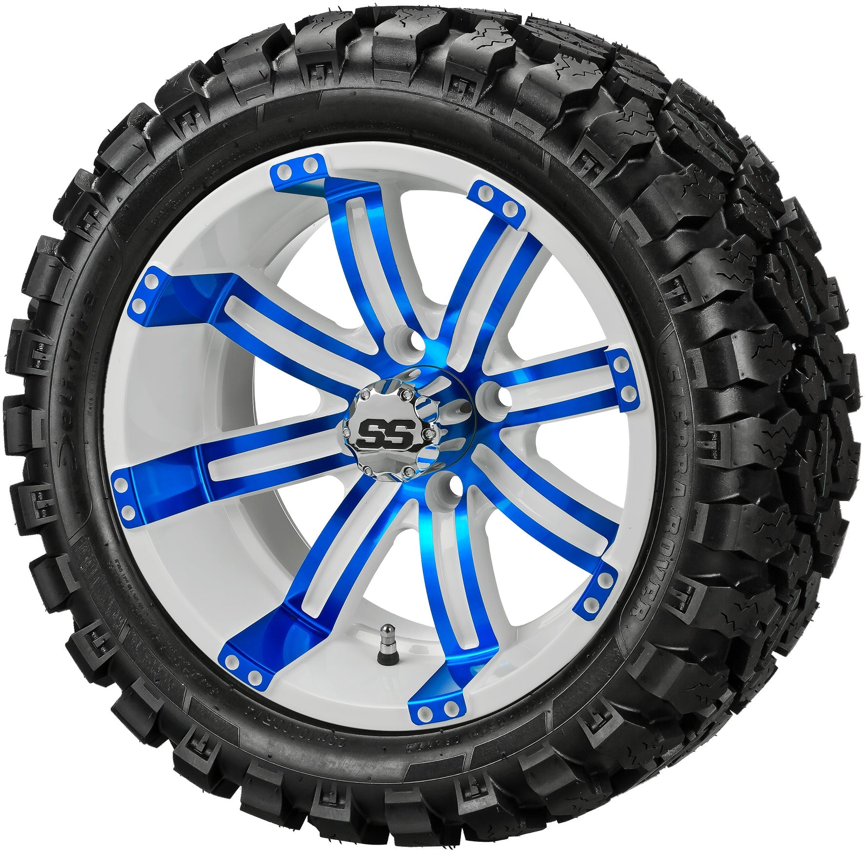 LSI 14' Casino White & Blue Wheel and Lifted Tire Combo