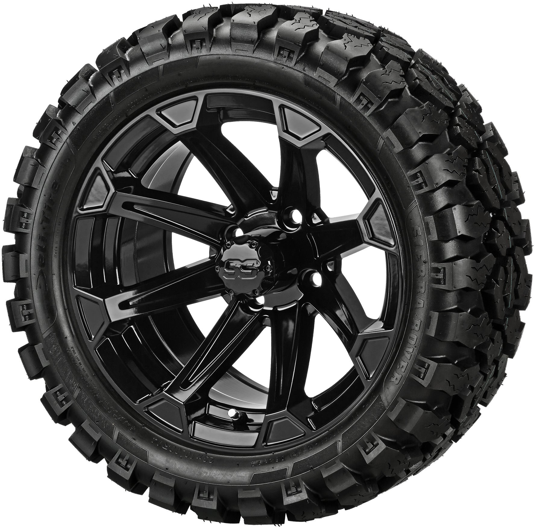 LSI 14' Viking Gloss Black Wheel and Lifted Tire Combo