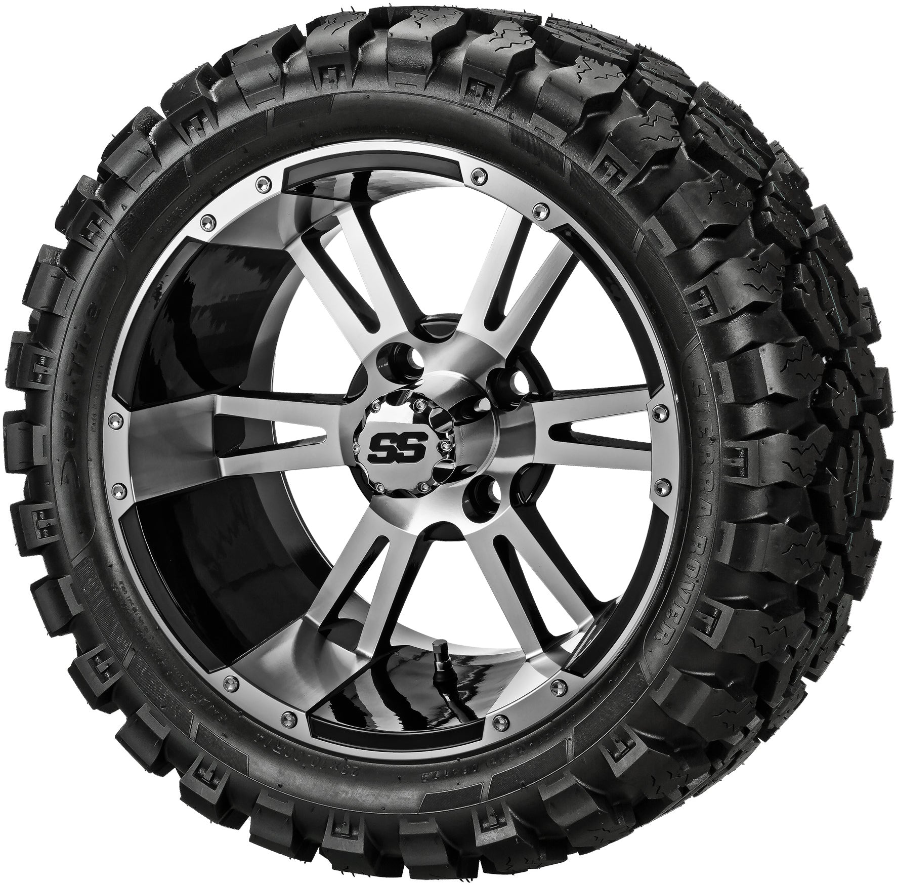 LSI 14' Raptor Black & Machined Wheel and Lifted Tire Combo
