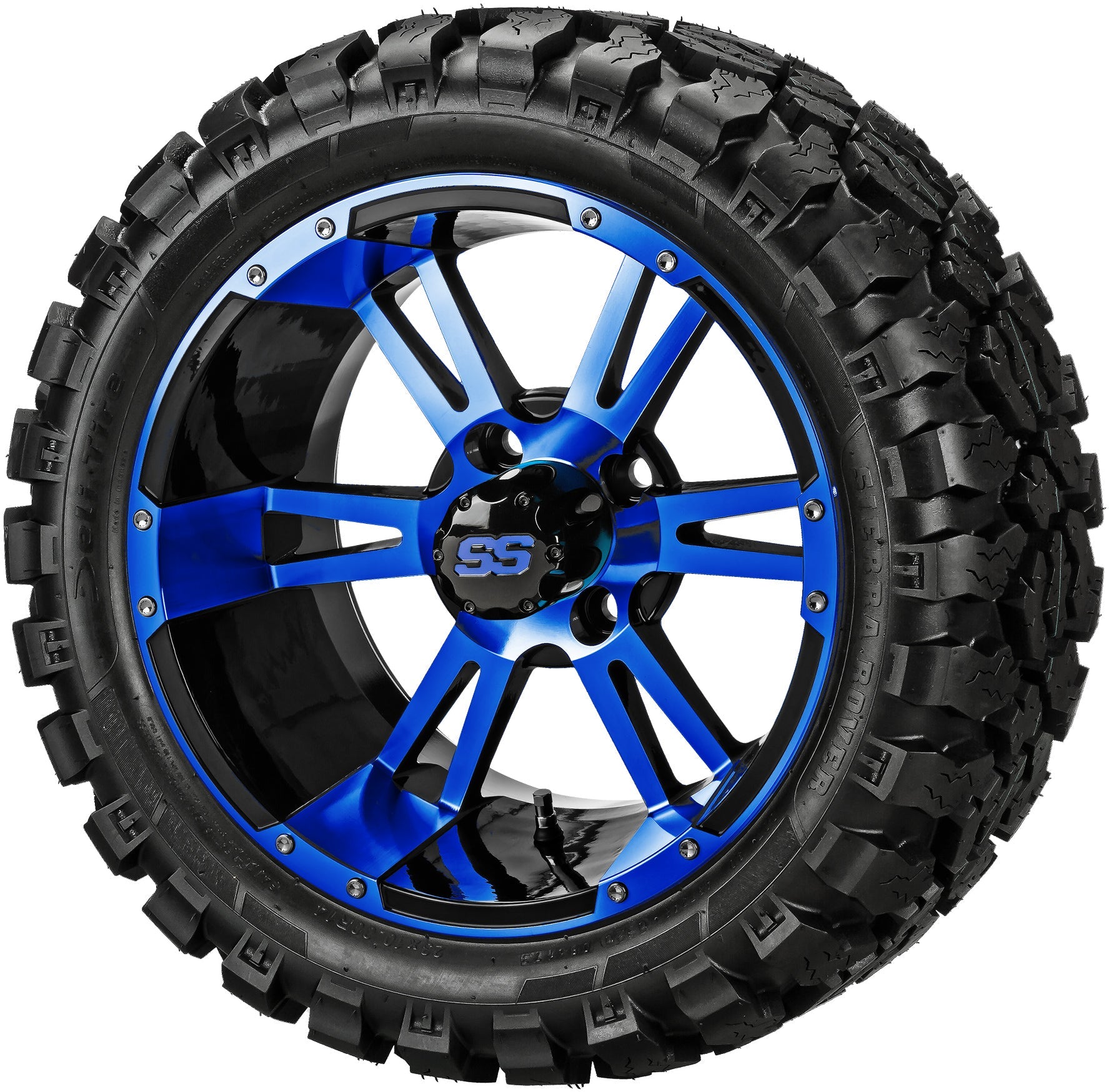 LSI 14' Raptor Black & Blue Wheel and Lifted Tire Combo