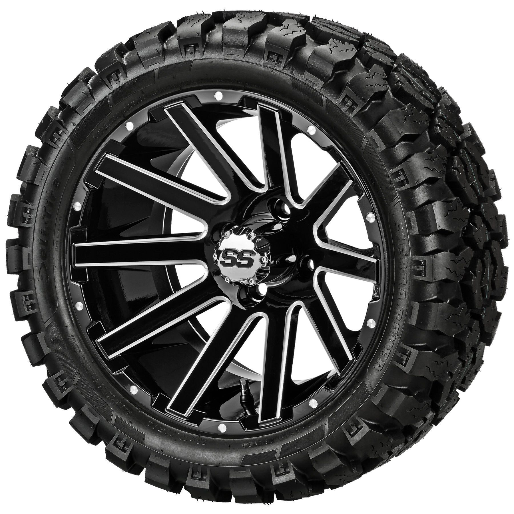 LSI 14' Venom Black & Machined Wheel and Lifted Tire Combo