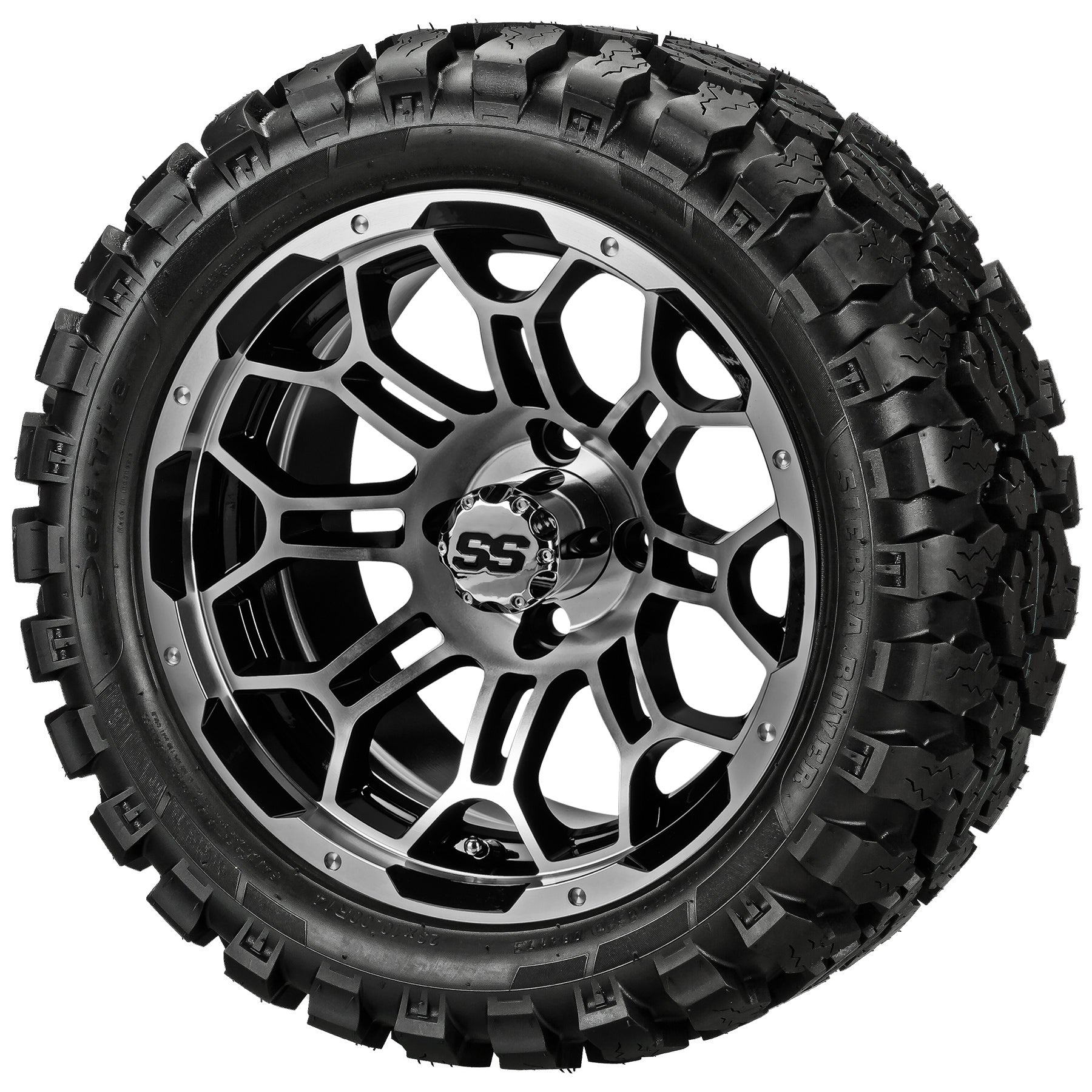 LSI 14' Hercules Black & Machined Wheel and Lifted Tire Combo