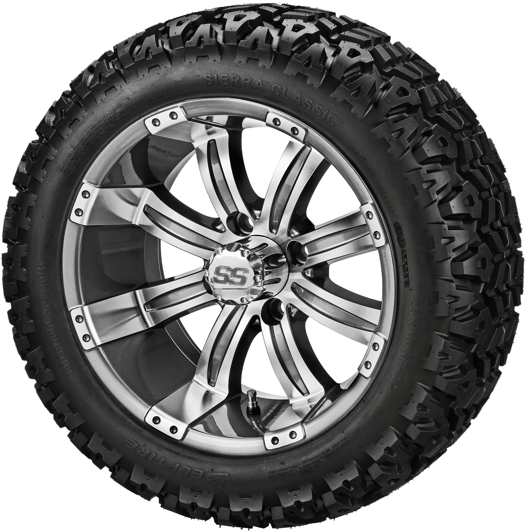 LSI 14' Casino Gun Metal Gray & Machined Wheel and Lifted Tire Combo