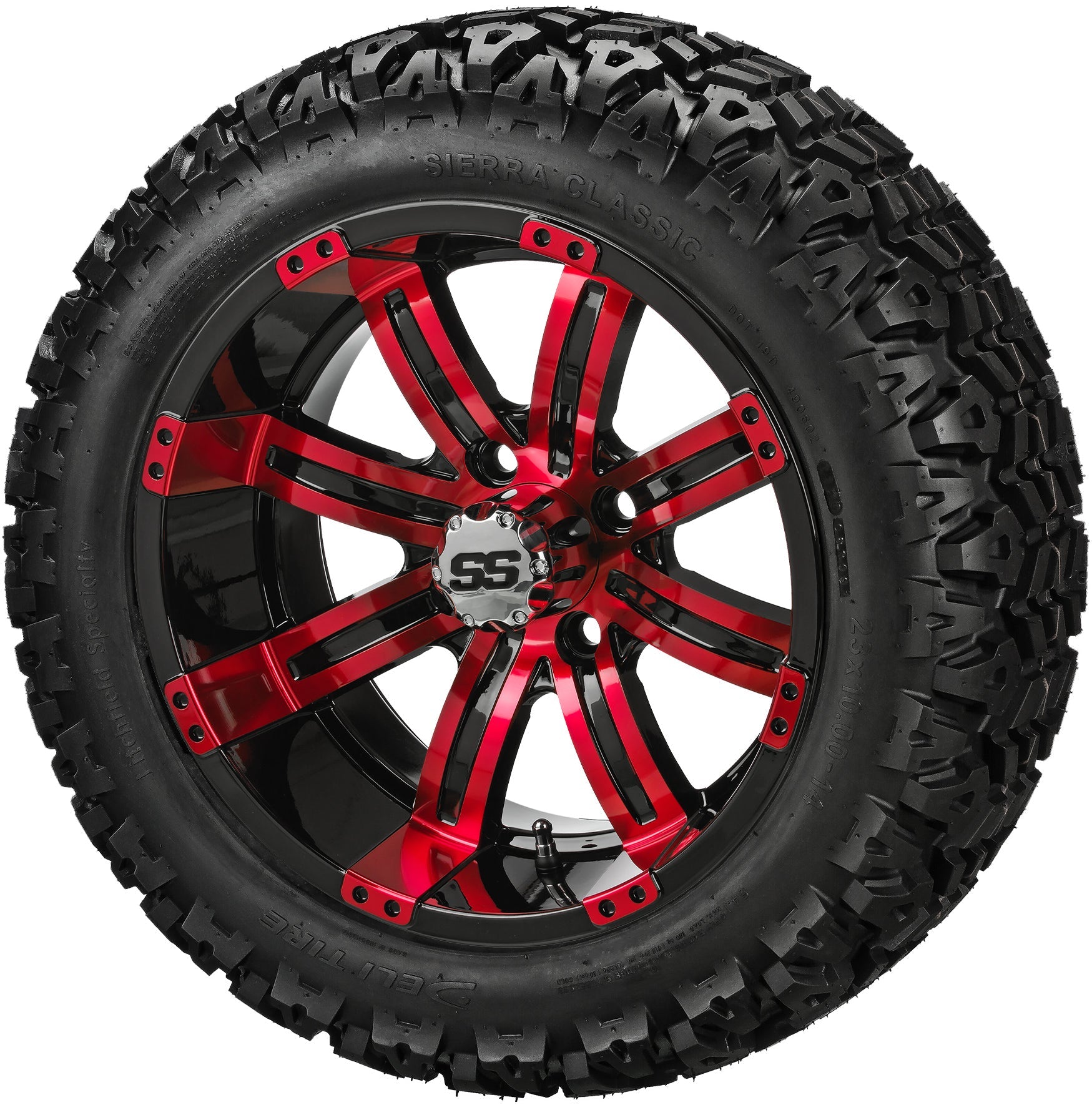 LSI 14' Casino Black & Red Wheel and Lifted Tire Combo