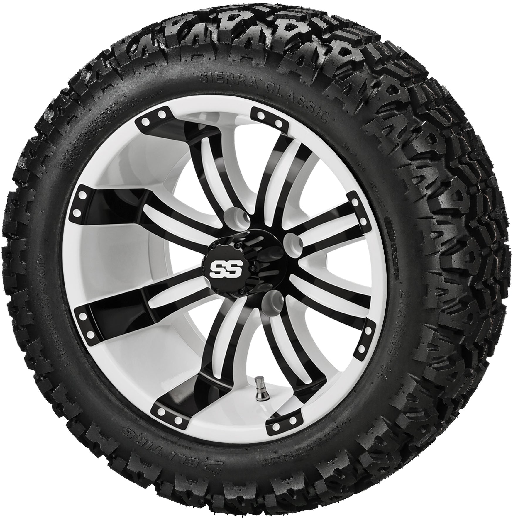 LSI 14' Casino White & Black Wheel and Lifted Tire Combo