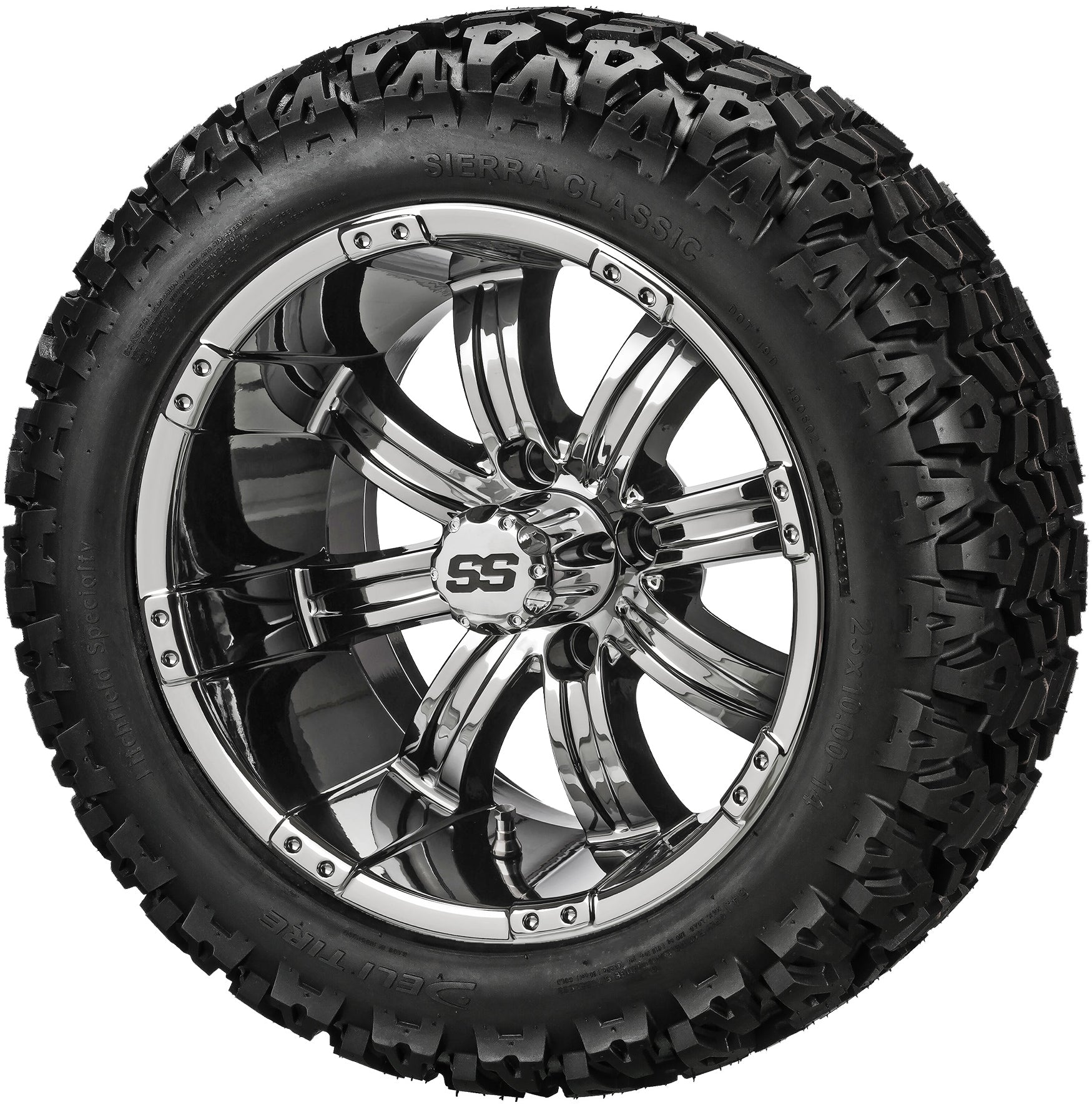 LSI 14' Casino Mirror Wheel and Lifted Tire Combo