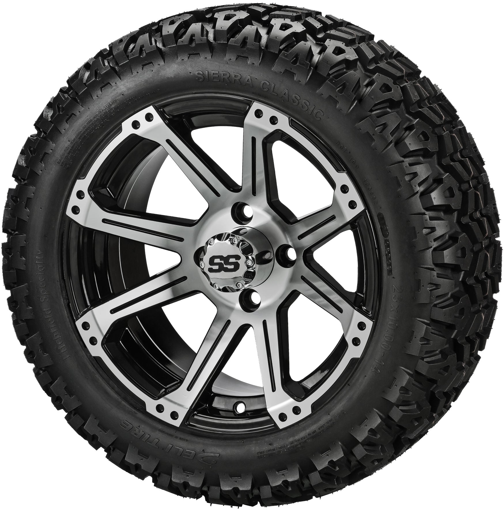 LSI 14' Rampage Black & Machined Wheel and Lifted Tire Combo