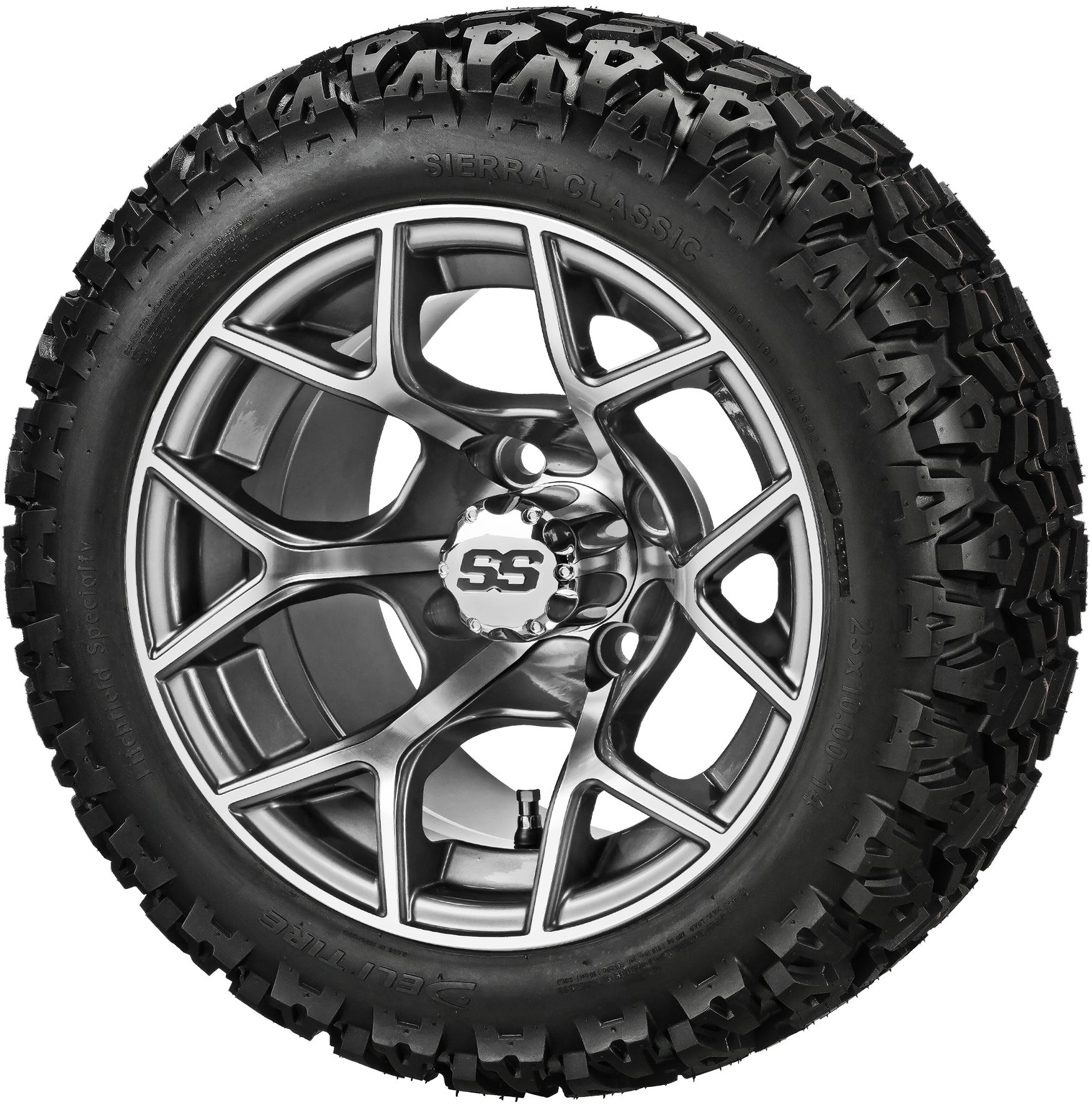 LSI 14' Ninja Gun Metal Gray & Machined Wheel and Lifted Tire Combo