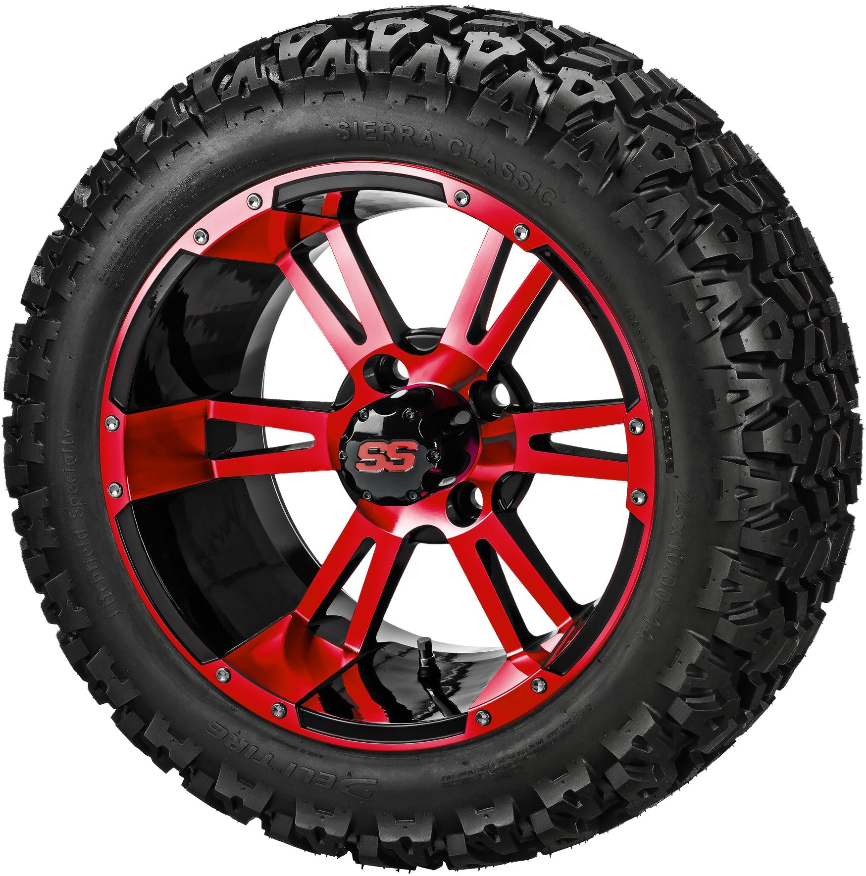 LSI 14' Raptor Black & Red Wheel and Lifted Tire Combo