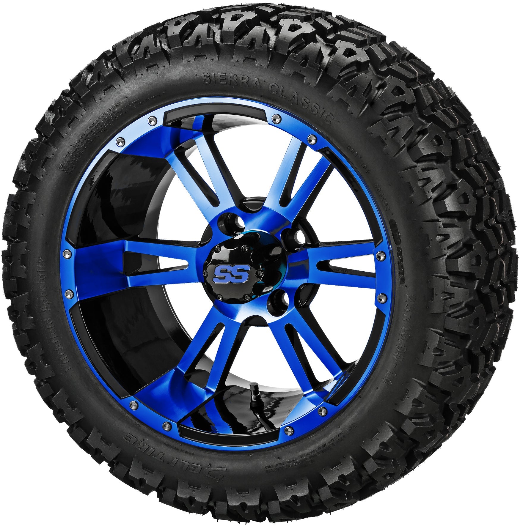LSI 14' Raptor Black & Blue Wheel and Lifted Tire Combo