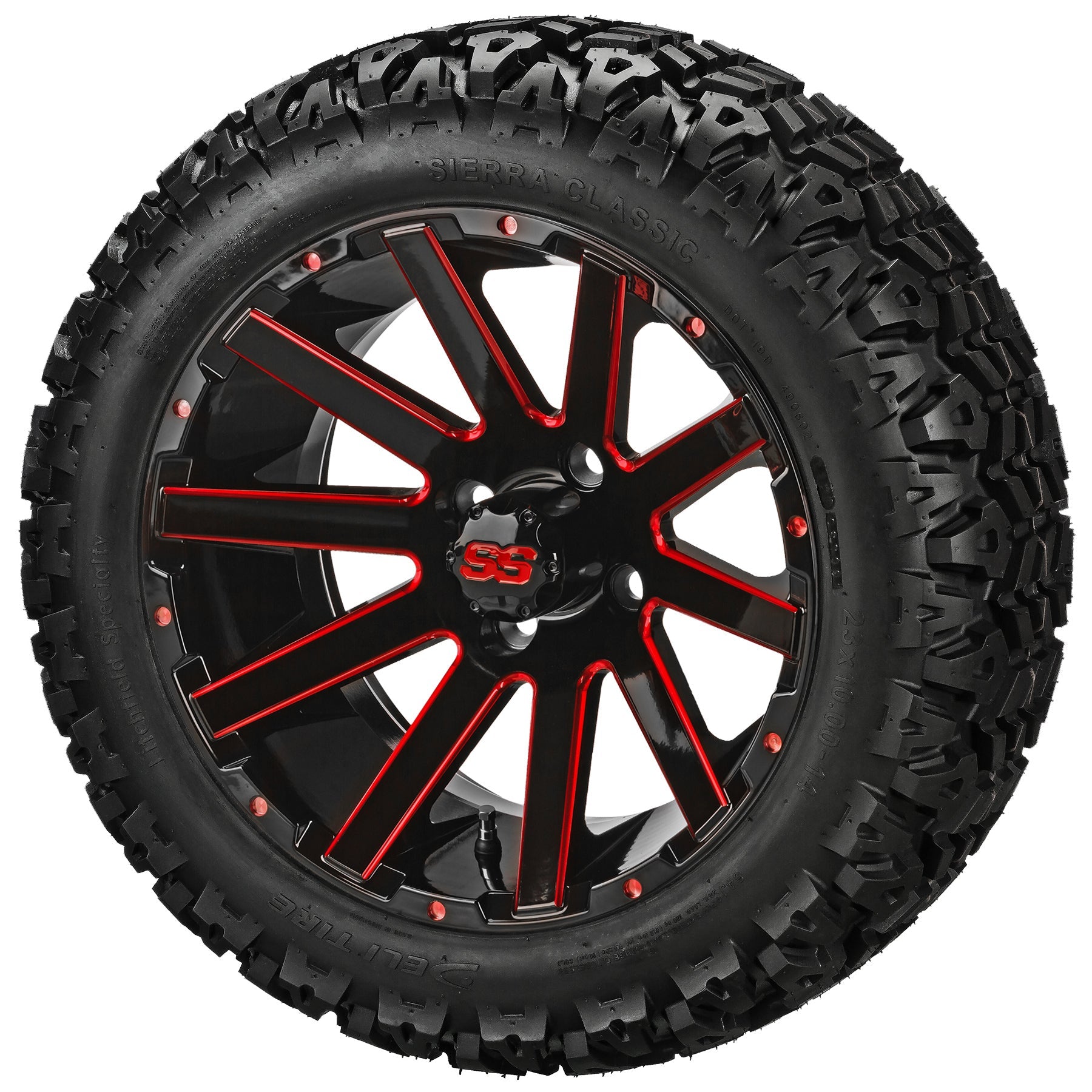 LSI 14' Venom Black & Red Wheel and Lifted Tire Combo
