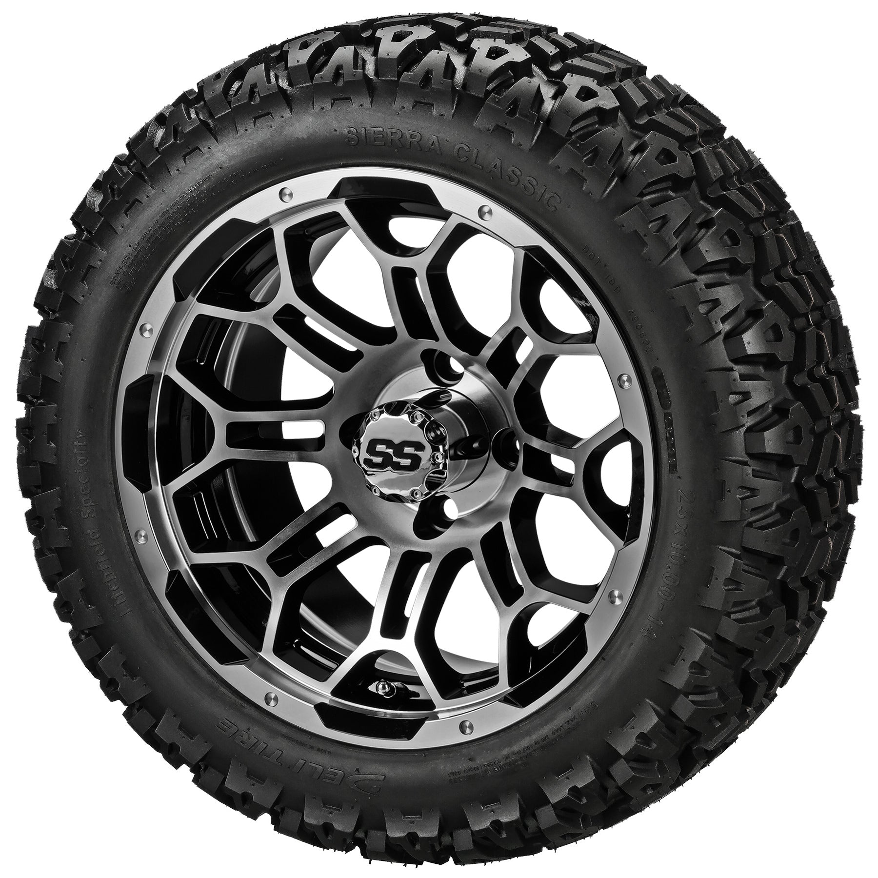 LSI 14' Hercules Black & Machined Wheel and Lifted Tire Combo