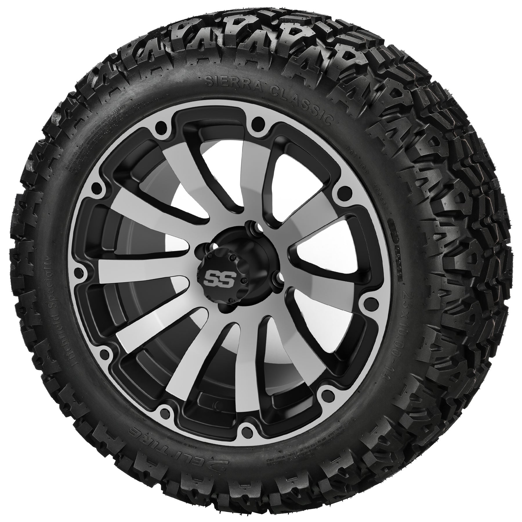 LSI 14' Beast Black & Machined Wheel and Lifted Tire Combo