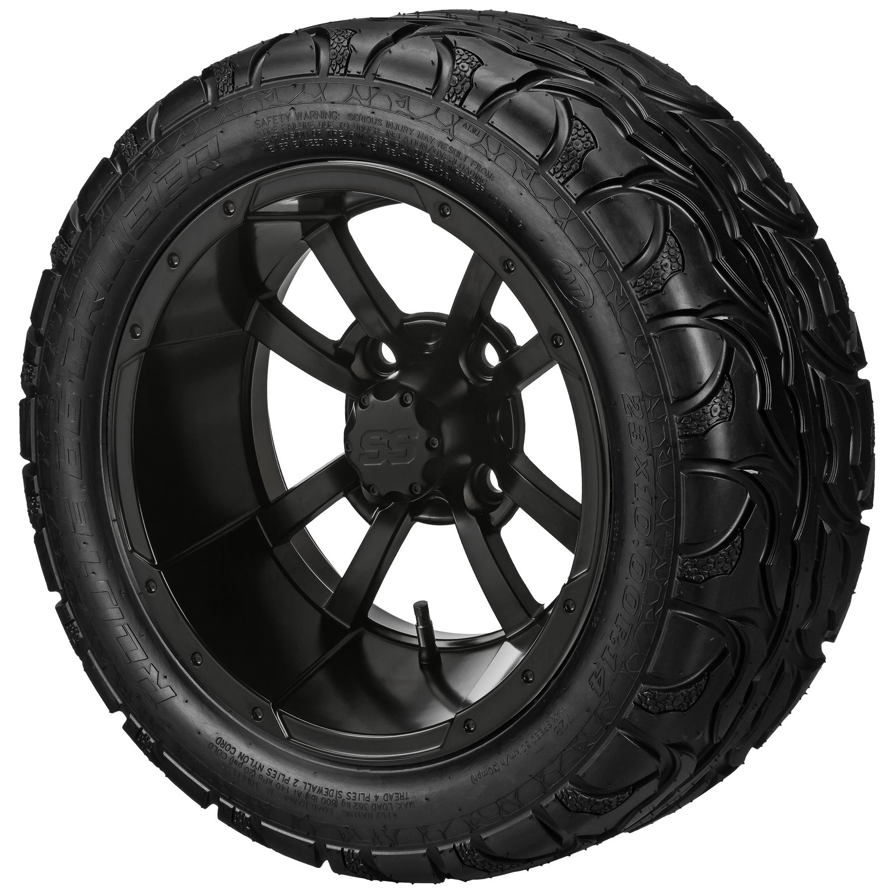 LSI 14' Maltese Cross Matte Black Wheel and Lifted Tire Combo