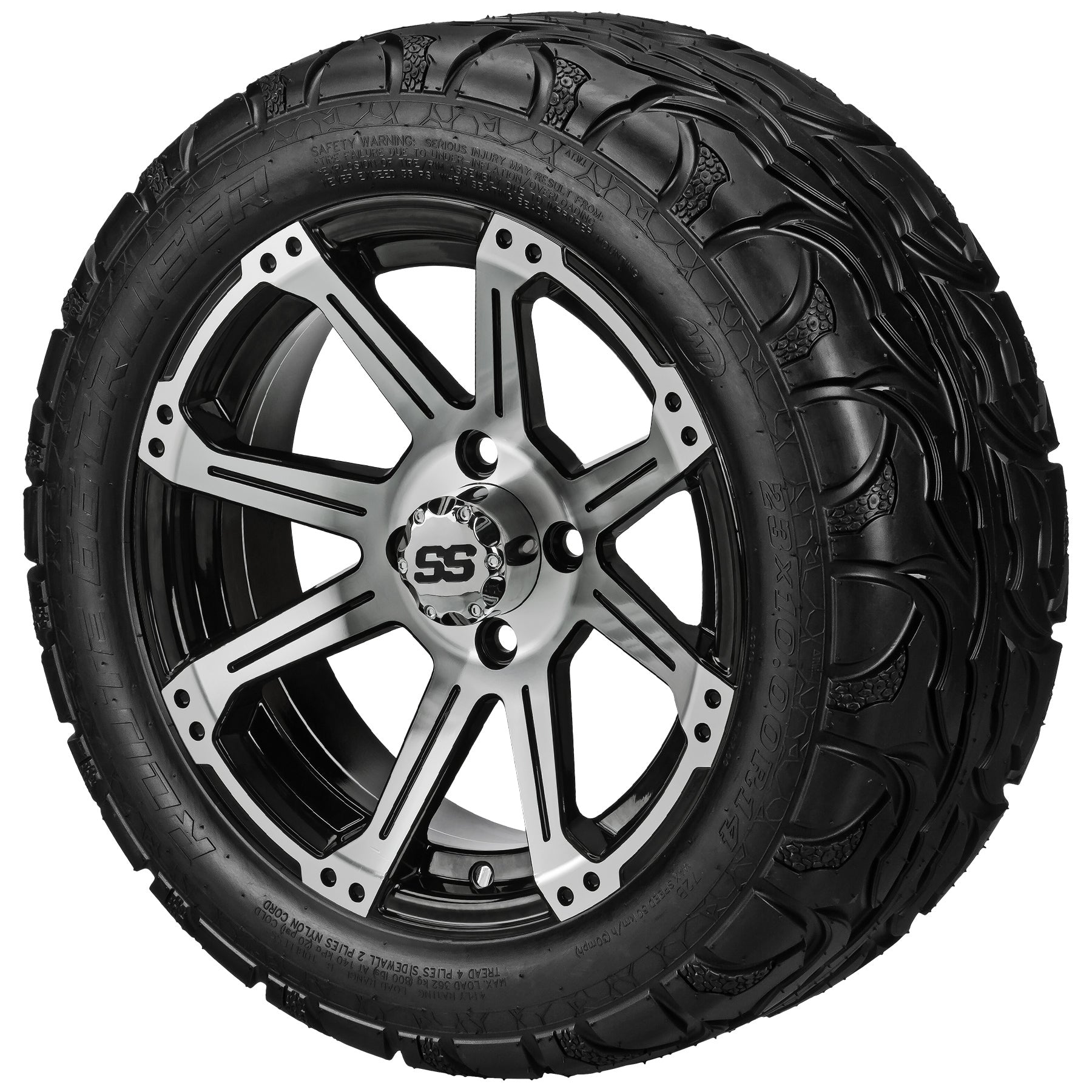 LSI 14' Rampage Black & Machined Wheel and Lifted Tire Combo