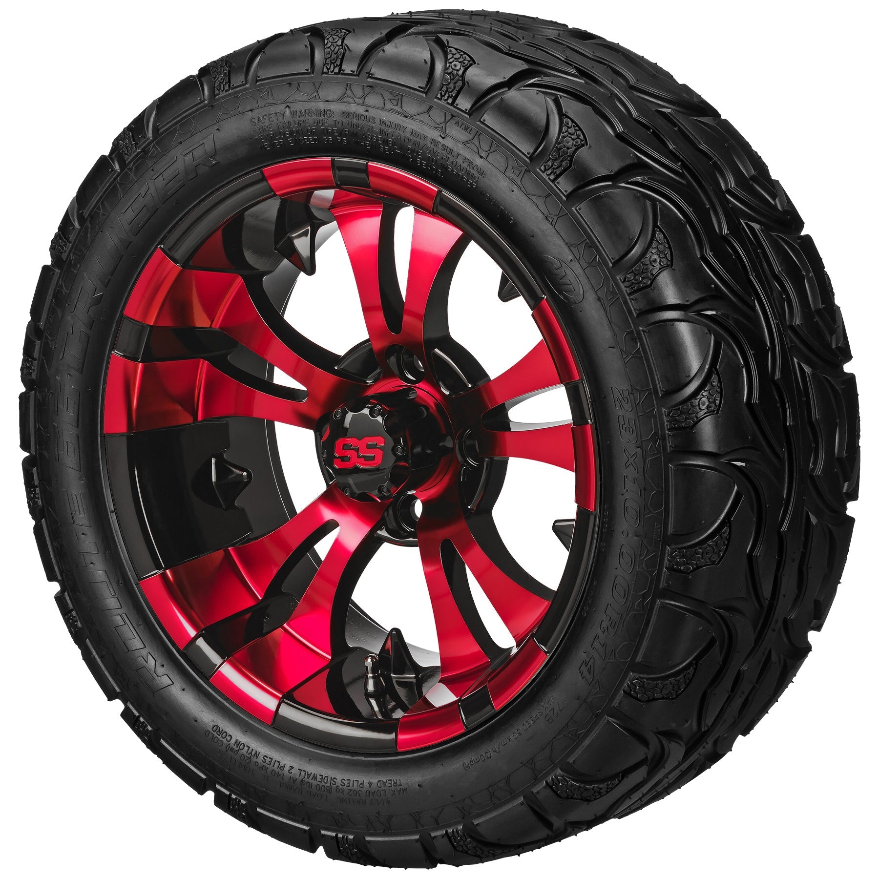 LSI 14' Warlock Black & Red Wheel and Lifted Tire Combo