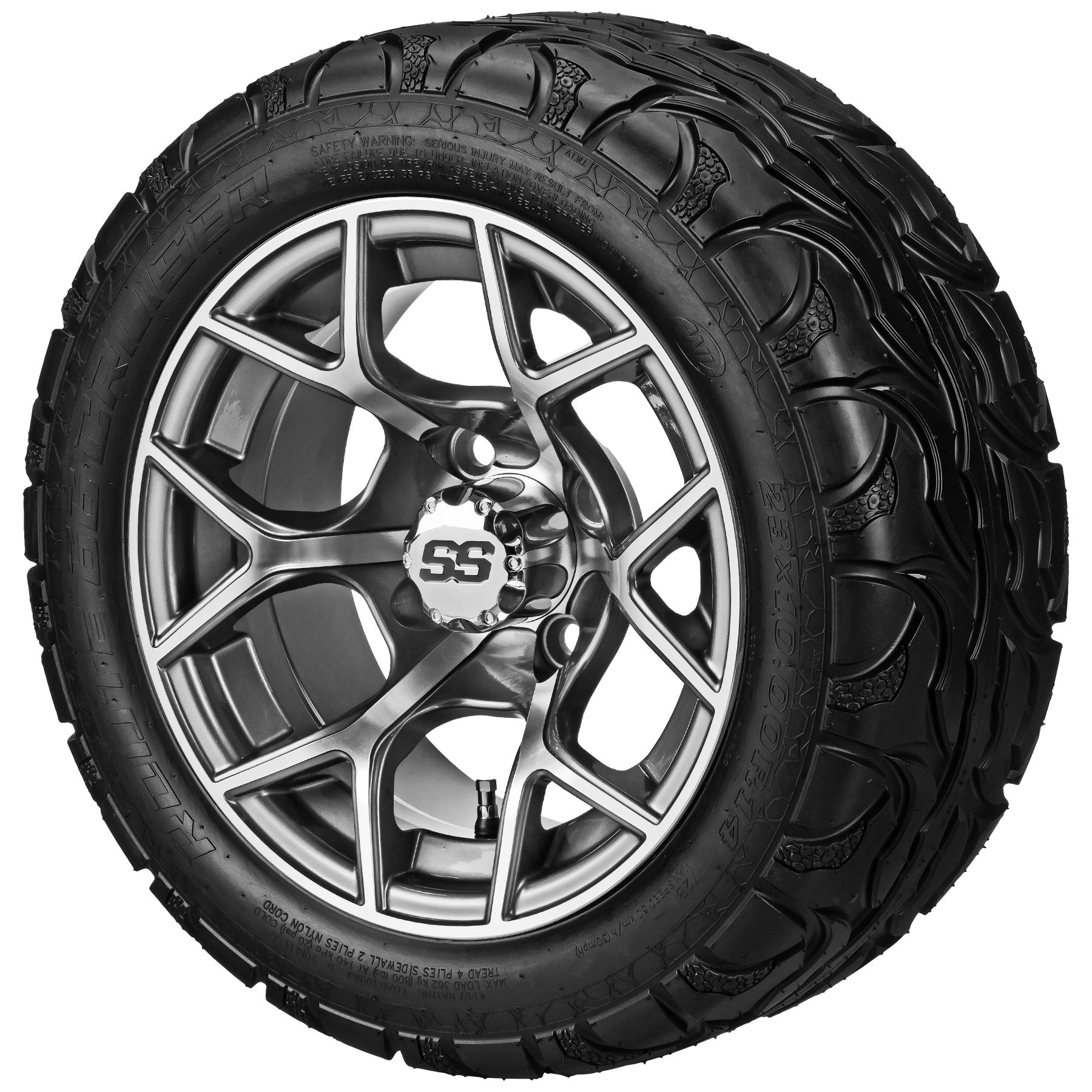 LSI 14' Ninja Gun Metal Gray & Machined Wheel and Lifted Tire Combo