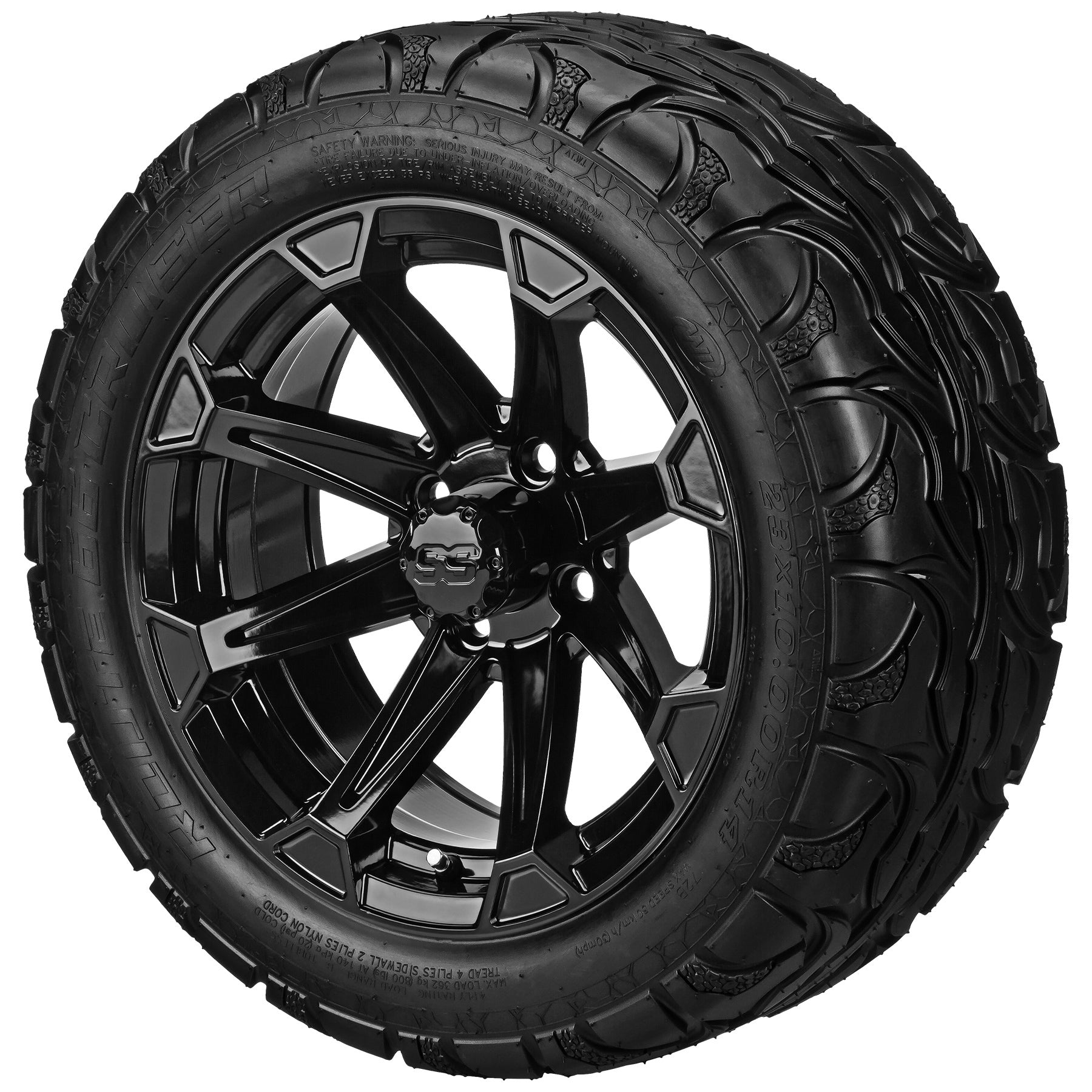 LSI 14' Viking Gloss Black Wheel and Lifted Tire Combo