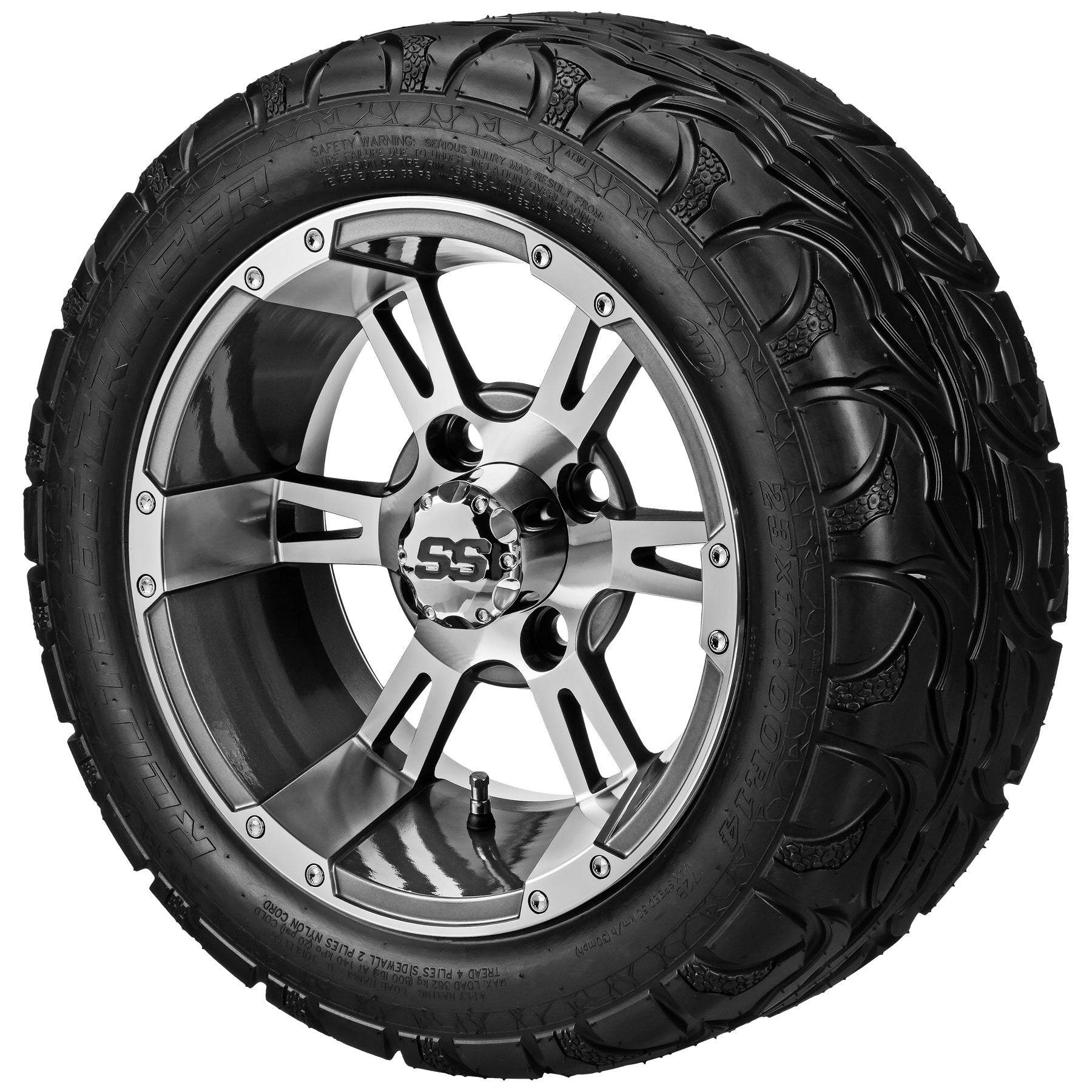 LSI 14' Raptor Gun Metal Gray & Machined Wheel and Lifted Tire Combo