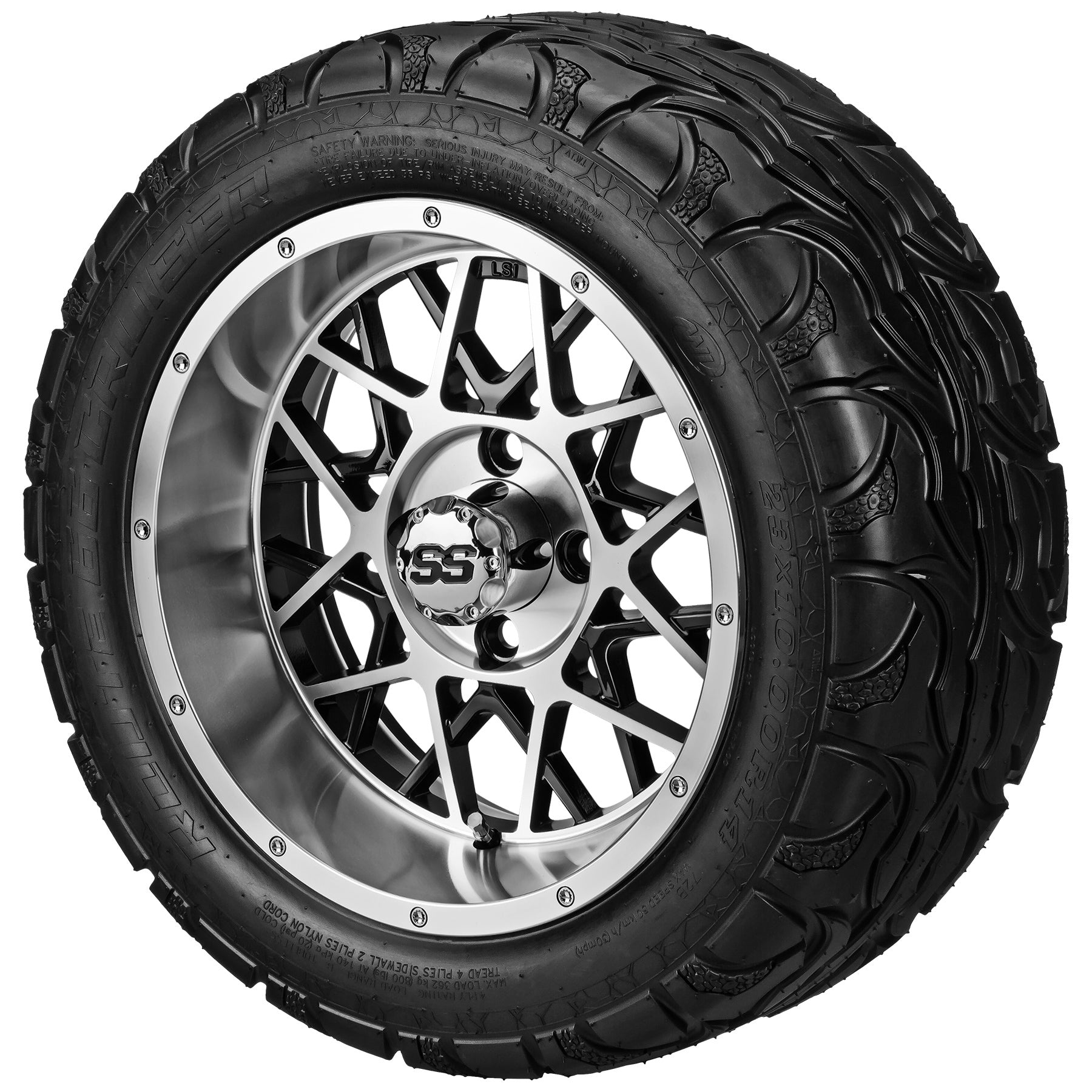 LSI 14' Black Widow Black & Machined Wheel and Lifted Tire Combo